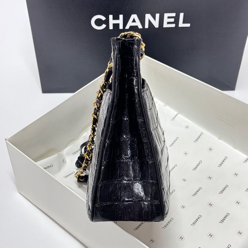 【真鱷魚皮🎁】 Chanel 香奈兒 鱷魚皮 黑金托特包 專櫃60幾萬!-4