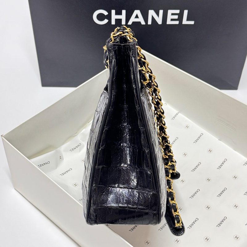 【真鱷魚皮🎁】 Chanel 香奈兒 鱷魚皮 黑金托特包 專櫃60幾萬!-5