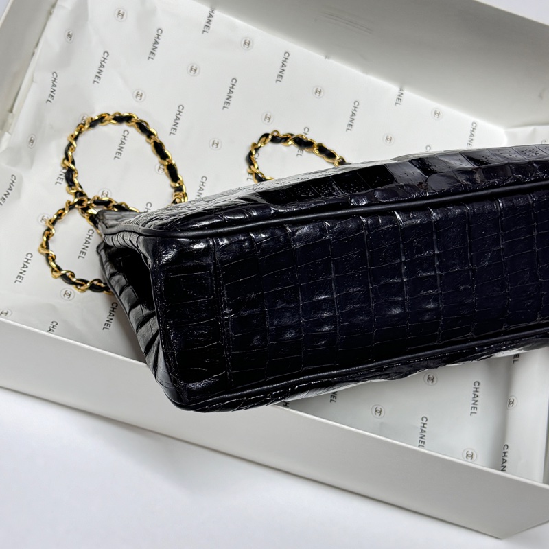 【真鱷魚皮🎁】 Chanel 香奈兒 鱷魚皮 黑金托特包 專櫃60幾萬!-7