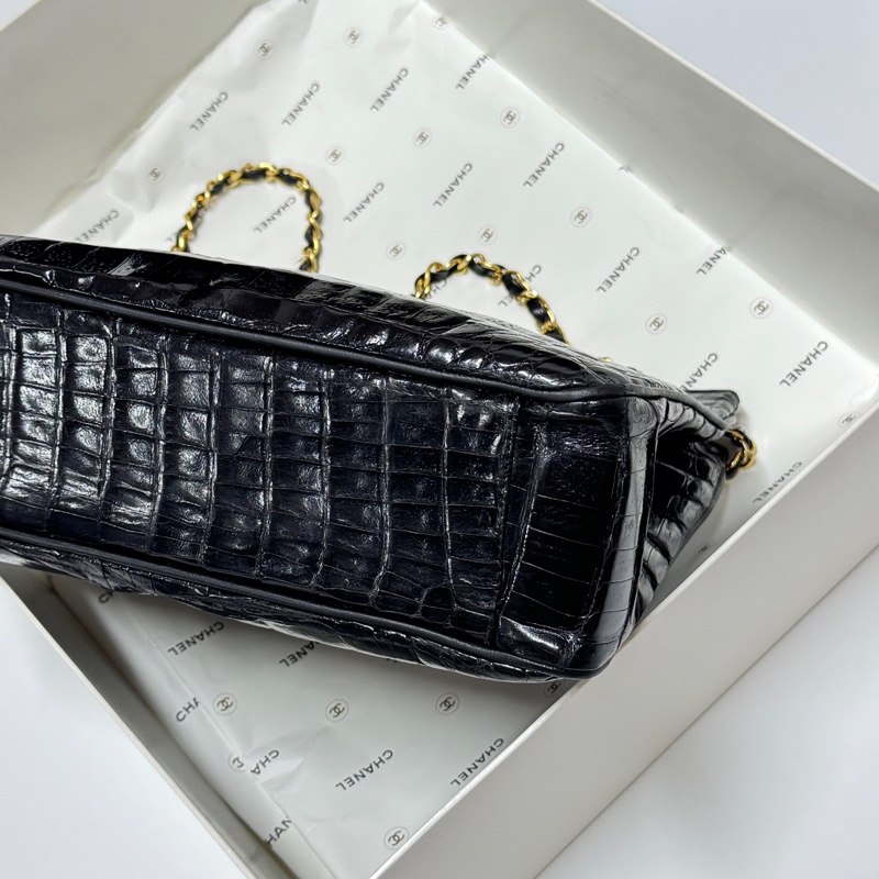 【真鱷魚皮🎁】 Chanel 香奈兒 鱷魚皮 黑金托特包 專櫃60幾萬!-8