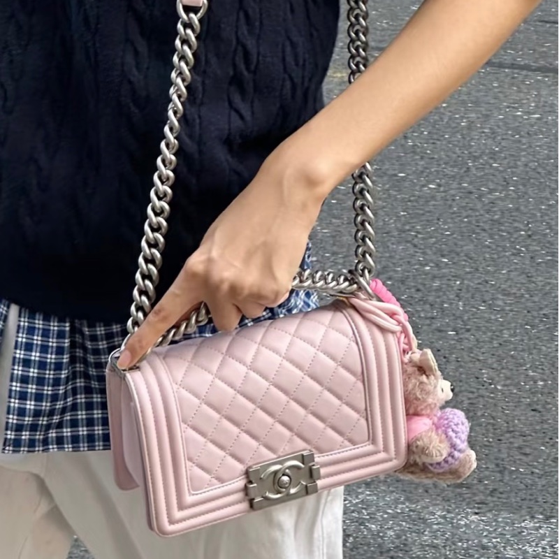 【97新 ✨ 全網最低價！】絕版少有 CHANEL(香奈兒) Leboy 小號 櫻花粉色 銀扣 有保卡 吊牌（下單前先詢問庫存❗️）-2