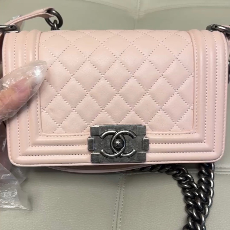 【97新 ✨ 全網最低價！】絕版少有 CHANEL(香奈兒) Leboy 小號 櫻花粉色 銀扣 有保卡 吊牌（下單前先詢問庫存❗️）-3