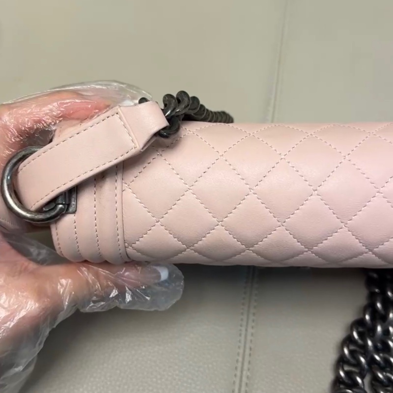 【97新 ✨ 全網最低價！】絕版少有 CHANEL(香奈兒) Leboy 小號 櫻花粉色 銀扣 有保卡 吊牌（下單前先詢問庫存❗️）-4