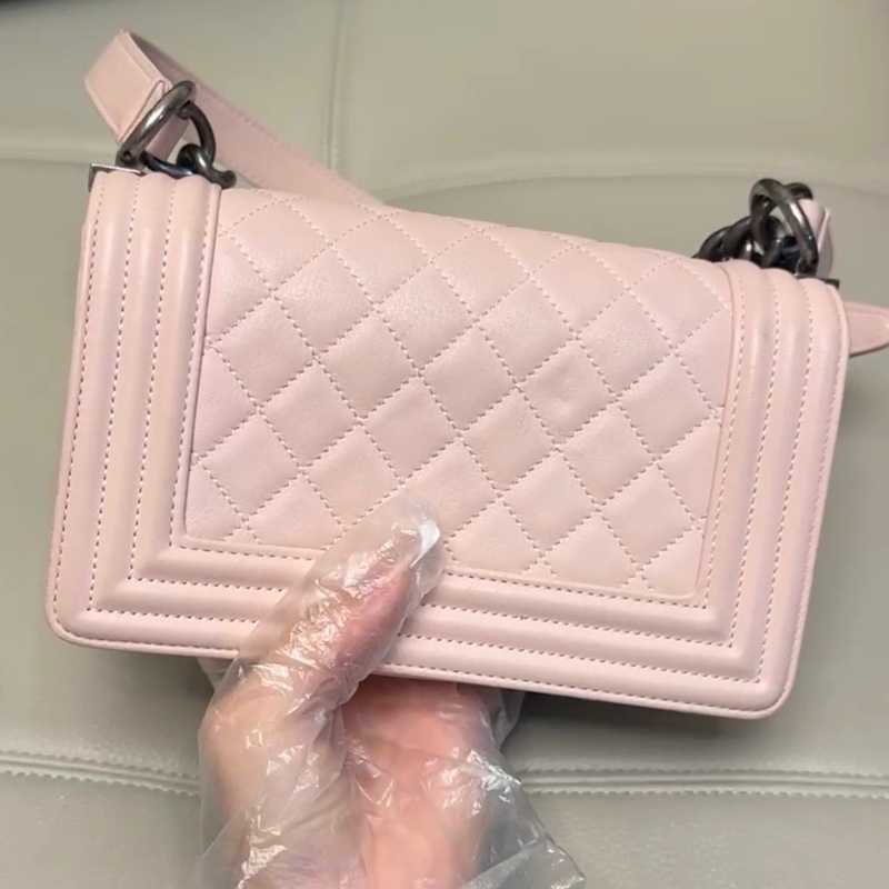 【97新 ✨ 全網最低價！】絕版少有 CHANEL(香奈兒) Leboy 小號 櫻花粉色 銀扣 有保卡 吊牌（下單前先詢問庫存❗️）-8