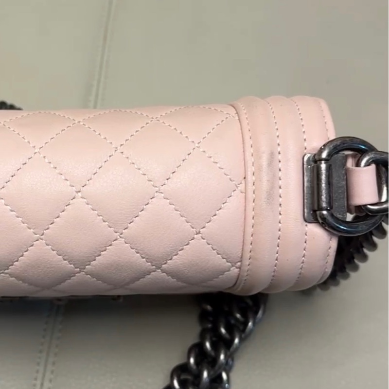 【97新 ✨ 全網最低價！】絕版少有 CHANEL(香奈兒) Leboy 小號 櫻花粉色 銀扣 有保卡 吊牌（下單前先詢問庫存❗️）-12