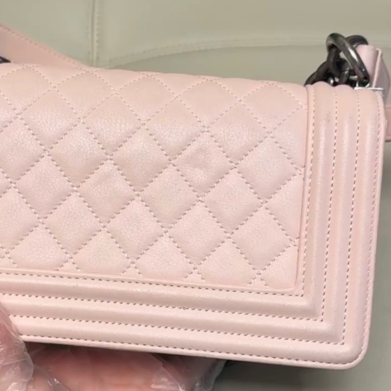 【97新 ✨ 全網最低價！】絕版少有 CHANEL(香奈兒) Leboy 小號 櫻花粉色 銀扣 有保卡 吊牌（下單前先詢問庫存❗️）-16