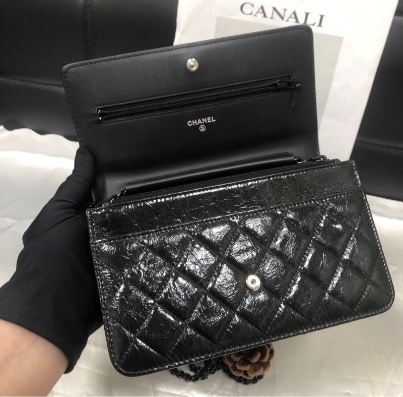 【絕版中古💖型格有個性】Chanel 黑色油蠟皮Leboy Woc鏈條包-5