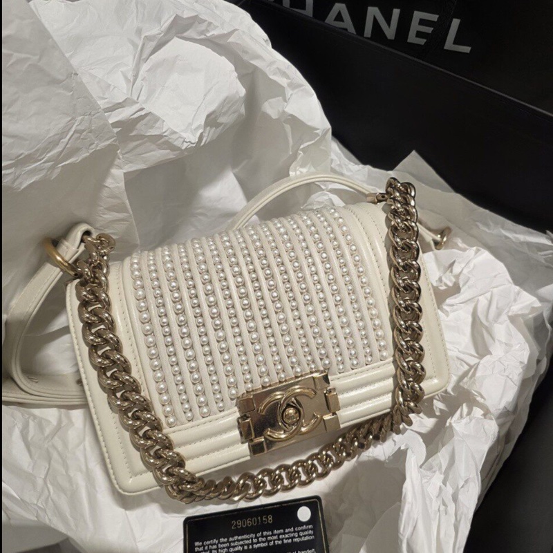 【夢境收藏級🤍童話革命✨大全套】Chanel 白雪珍珠Leboy 小號鏈條包|單肩包|斜背包-2