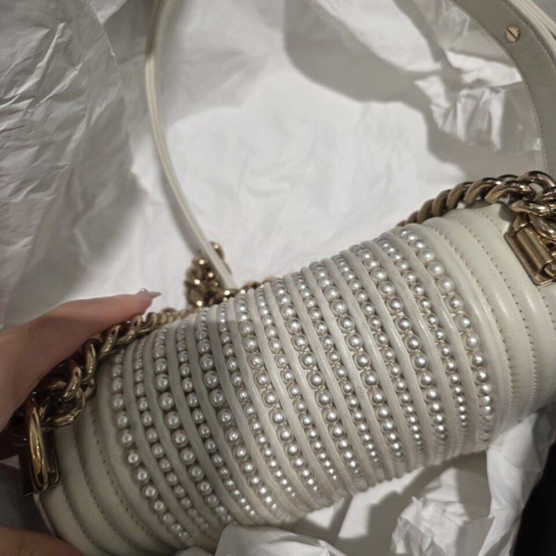 【夢境收藏級🤍童話革命✨大全套】Chanel 白雪珍珠Leboy 小號鏈條包|單肩包|斜背包-3