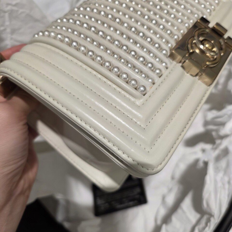 【夢境收藏級🤍童話革命✨大全套】Chanel 白雪珍珠Leboy 小號鏈條包|單肩包|斜背包-5