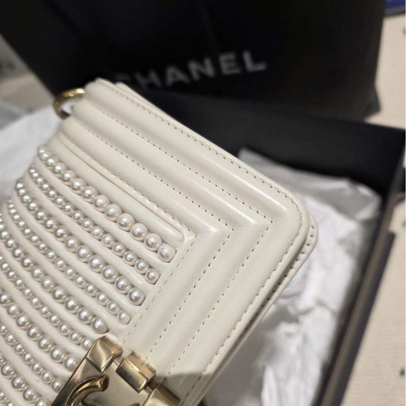 【夢境收藏級🤍童話革命✨大全套】Chanel 白雪珍珠Leboy 小號鏈條包|單肩包|斜背包-6