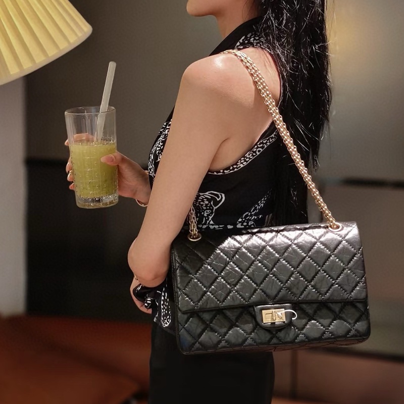 ✨Chanel 經典2.55黑金鏈條包 包型好 狀況不錯🖤-0