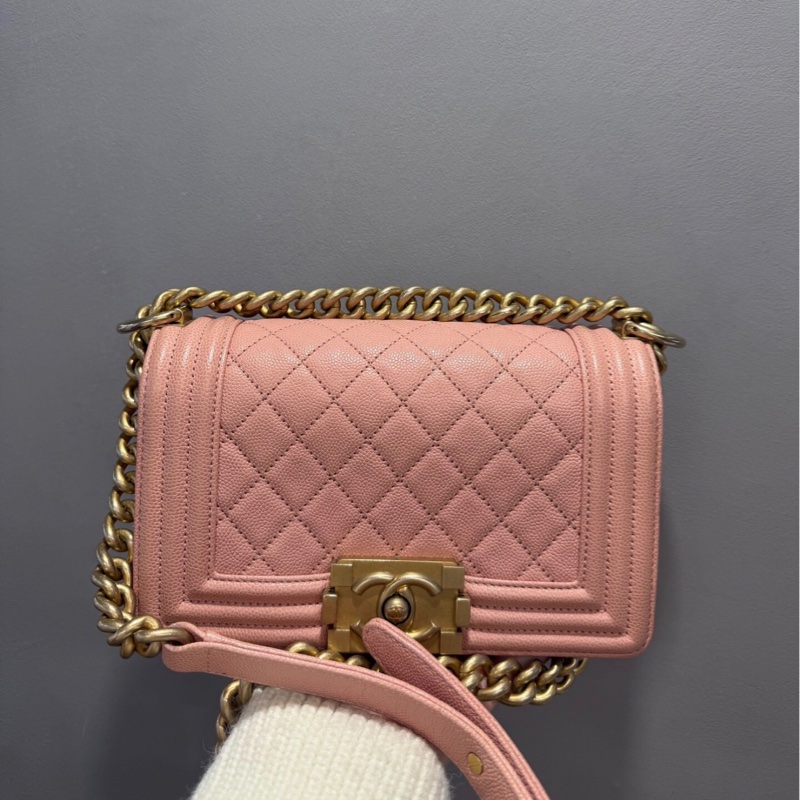 【97新 ✨ 全網最低價!】絕版款 Chanel香奈兒leboy小號 櫻花粉色荔枝紋牛皮 復古做舊五金扣 25開有卡(下單前先詢問庫存❗️)-2