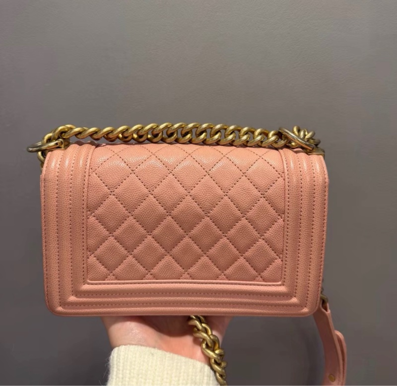 【97新 ✨ 全網最低價!】絕版款 Chanel香奈兒leboy小號 櫻花粉色荔枝紋牛皮 復古做舊五金扣 25開有卡(下單前先詢問庫存❗️)-3