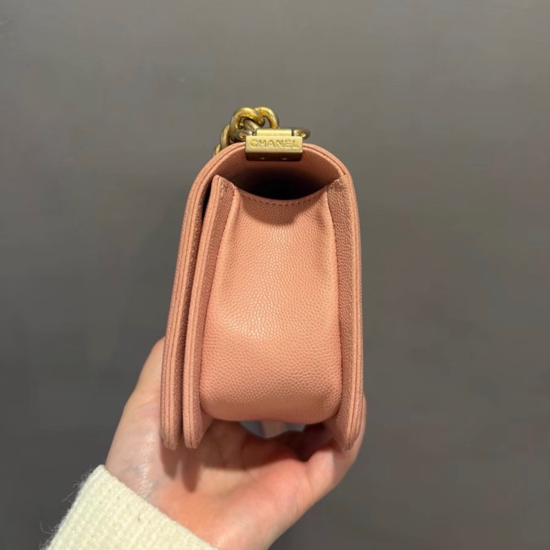 【97新 ✨ 全網最低價!】絕版款 Chanel香奈兒leboy小號 櫻花粉色荔枝紋牛皮 復古做舊五金扣 25開有卡(下單前先詢問庫存❗️)-5