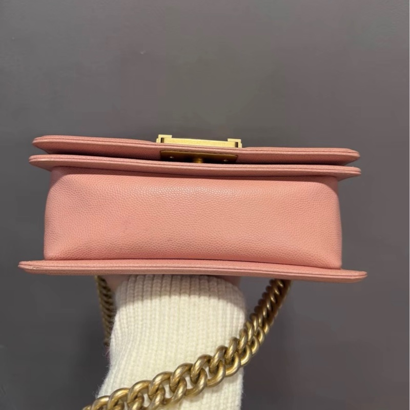 【97新 ✨ 全網最低價!】絕版款 Chanel香奈兒leboy小號 櫻花粉色荔枝紋牛皮 復古做舊五金扣 25開有卡(下單前先詢問庫存❗️)-6