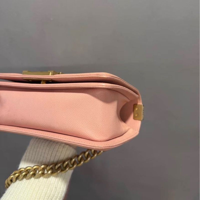 【97新 ✨ 全網最低價!】絕版款 Chanel香奈兒leboy小號 櫻花粉色荔枝紋牛皮 復古做舊五金扣 25開有卡(下單前先詢問庫存❗️)-8