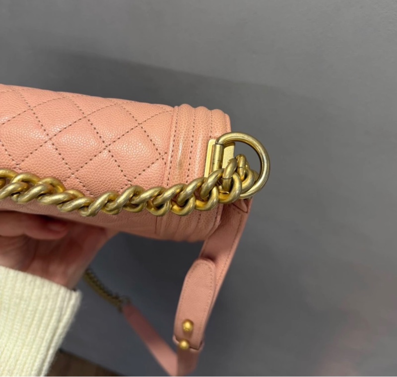 【97新 ✨ 全網最低價!】絕版款 Chanel香奈兒leboy小號 櫻花粉色荔枝紋牛皮 復古做舊五金扣 25開有卡(下單前先詢問庫存❗️)-9
