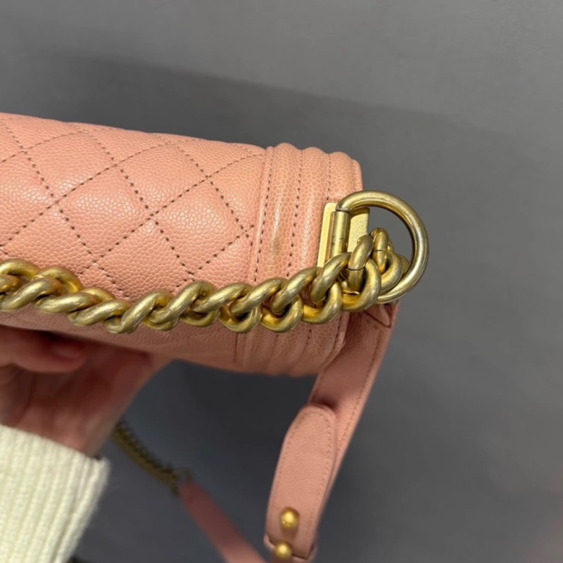 【97新 ✨ 全網最低價!】絕版款 Chanel香奈兒leboy小號 櫻花粉色荔枝紋牛皮 復古做舊五金扣 25開有卡(下單前先詢問庫存❗️)-13