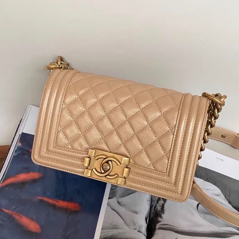 【97新 ✨ 全網最低價！】絕版 chanel香奈兒 香檳金 金扣 leboy 小號 牛皮 斜挎包 鏈條包（下單前先詢問庫存❗️）-1