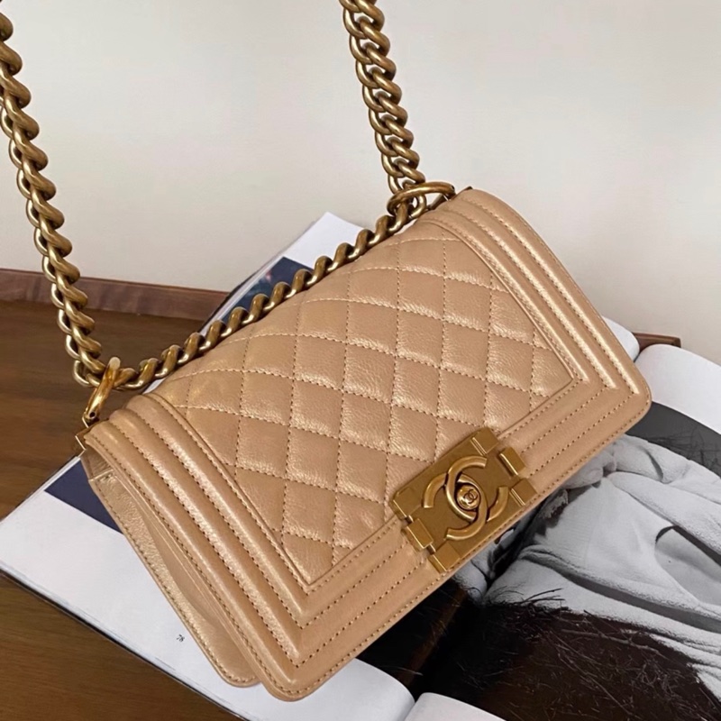 【97新 ✨ 全網最低價！】絕版 chanel香奈兒 香檳金 金扣 leboy 小號 牛皮 斜挎包 鏈條包（下單前先詢問庫存❗️）-3