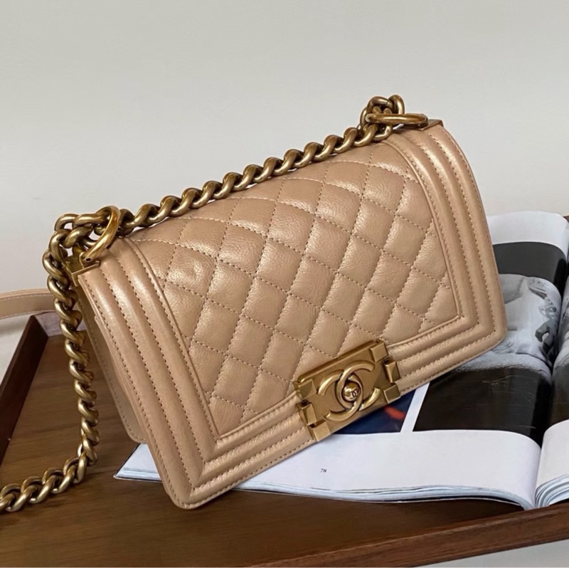 【97新 ✨ 全網最低價！】絕版 chanel香奈兒 香檳金 金扣 leboy 小號 牛皮 斜挎包 鏈條包（下單前先詢問庫存❗️）-5