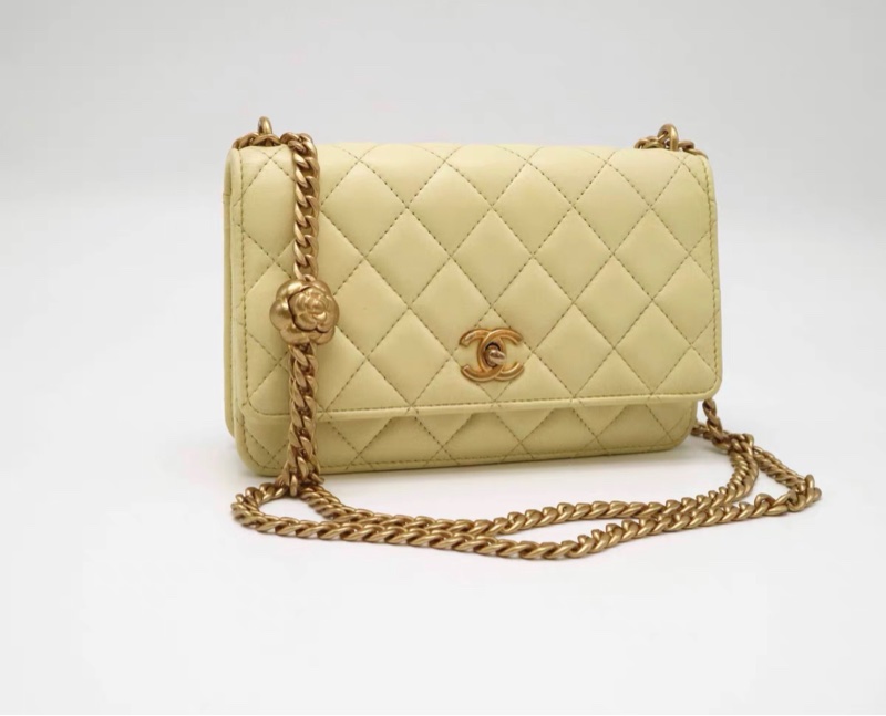 【97新 ✨ 全網最低價!】CHANEL 香奈兒 Woc 小鴨黃 羊皮 金扣 山茶花調節扣 鏈條斜挎包(下單前先詢問庫存❗️)-3