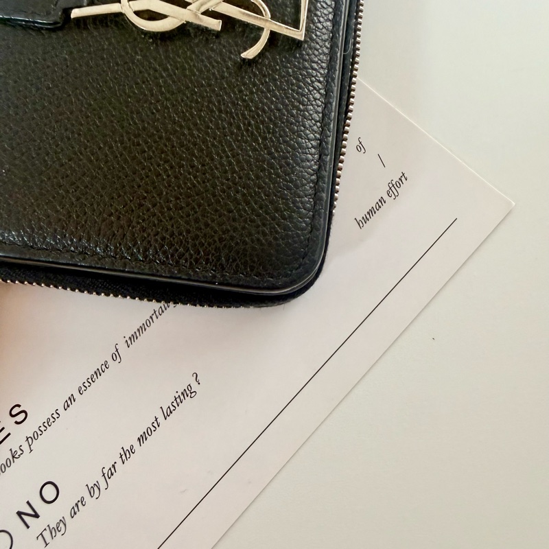 ✔️ Saint Laurent YSL 聖羅蘭 荔枝紋牛皮拉鍊短夾-7