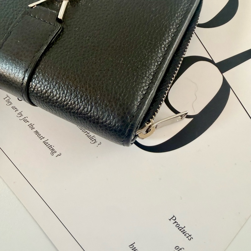 ✔️ Saint Laurent YSL 聖羅蘭 荔枝紋牛皮拉鍊短夾-10