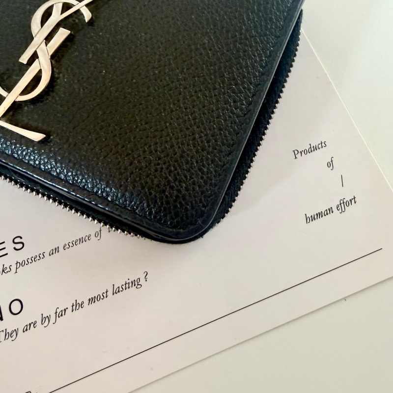 ✔️ Saint Laurent YSL 聖羅蘭 荔枝紋牛皮拉鍊短夾-21