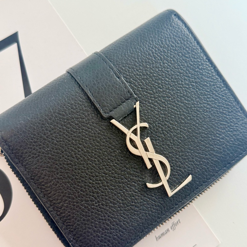 ✔️ Saint Laurent YSL 聖羅蘭 荔枝紋牛皮拉鍊短夾-28