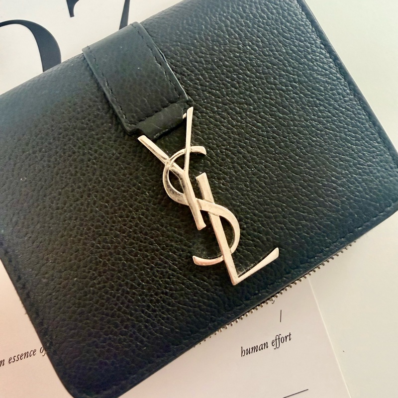 ✔️ Saint Laurent YSL 聖羅蘭 荔枝紋牛皮拉鍊短夾-30