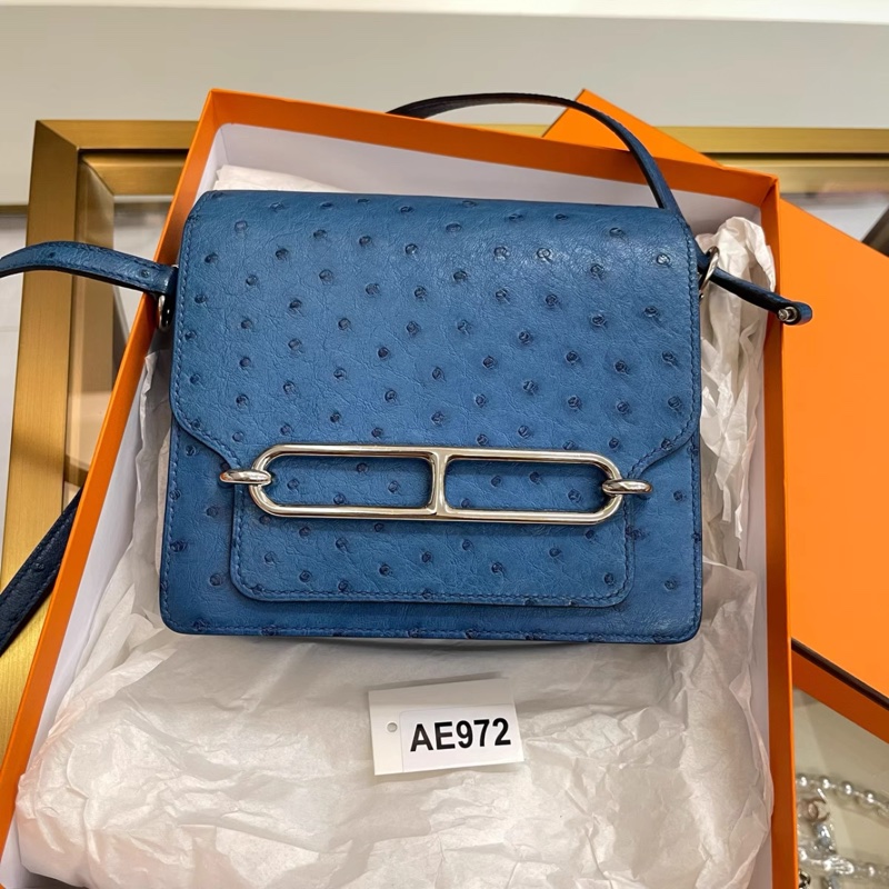 爱马仕 hermes mini roulis19 蓝色 银扣有盒子,C刻-1