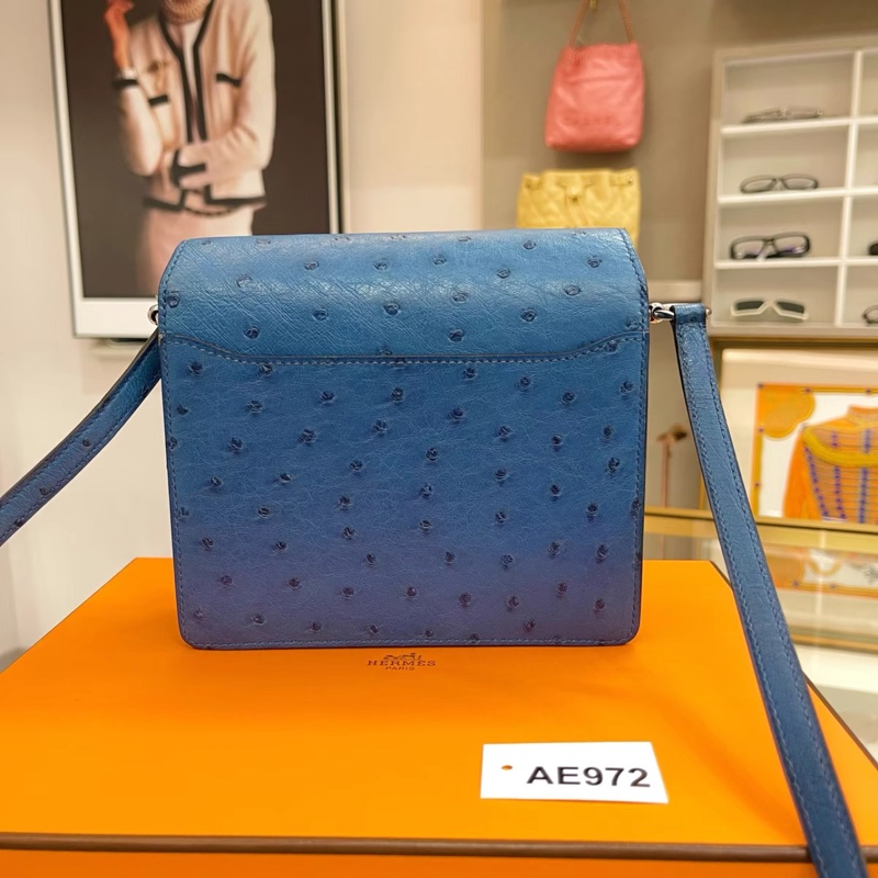 爱马仕 hermes mini roulis19 蓝色 银扣有盒子,C刻-3