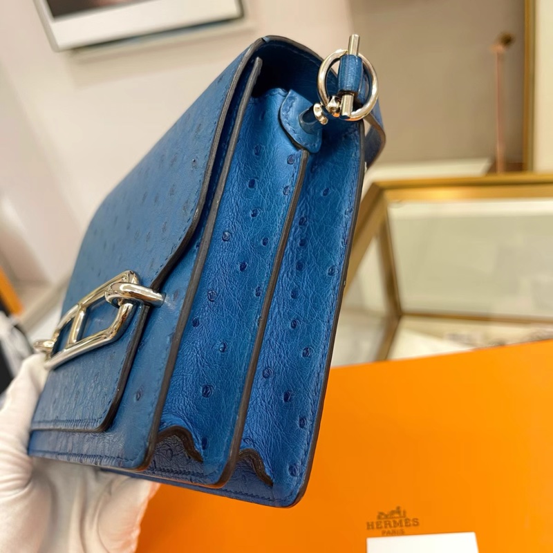 爱马仕 hermes mini roulis19 蓝色 银扣有盒子,C刻-4