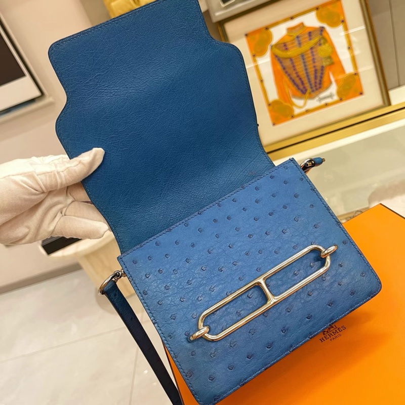 爱马仕 hermes mini roulis19 蓝色 银扣有盒子,C刻-5
