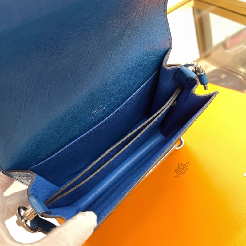 爱马仕 hermes mini roulis19 蓝色 银扣有盒子,C刻-6