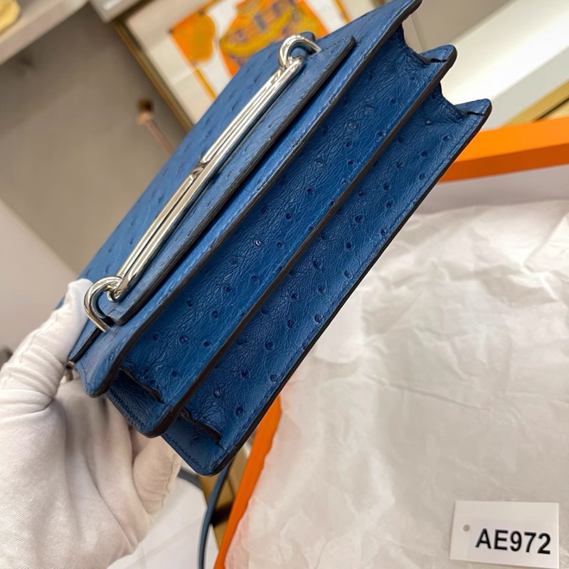 爱马仕 hermes mini roulis19 蓝色 银扣有盒子,C刻-7