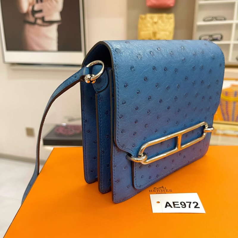 爱马仕 hermes mini roulis19 蓝色 银扣有盒子,C刻-8