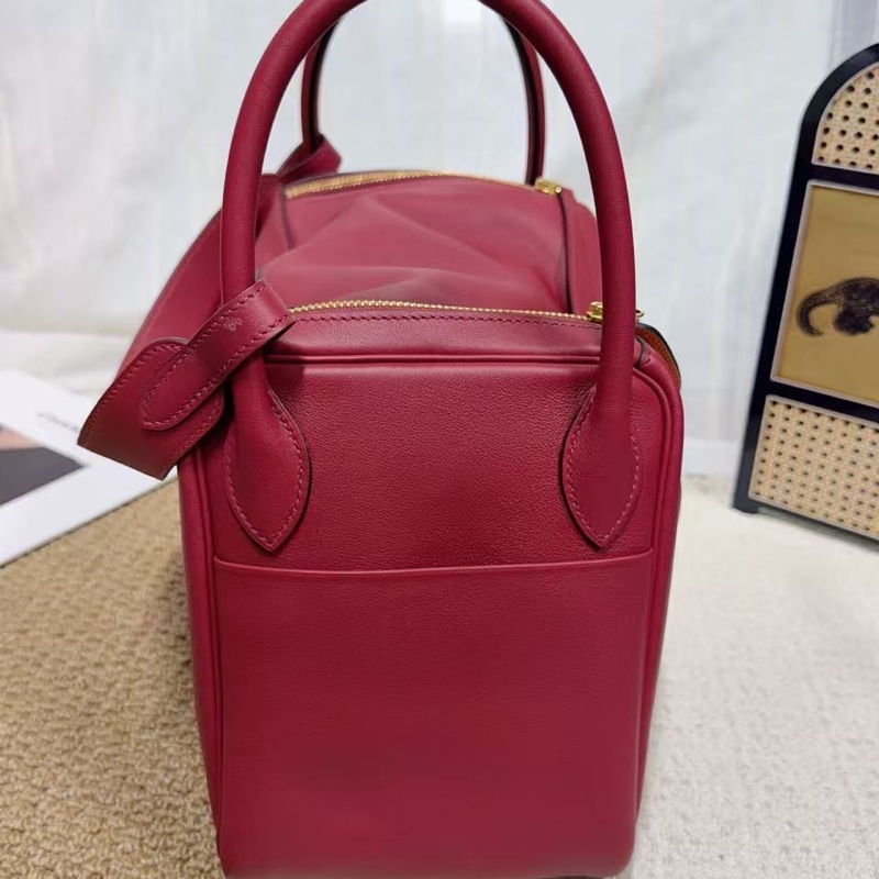 🌈Hermes❤️Lindy 30❤️紅色內拼燈色銀扣🌟99新🌟Swift皮🌟愛馬仕🌟-2