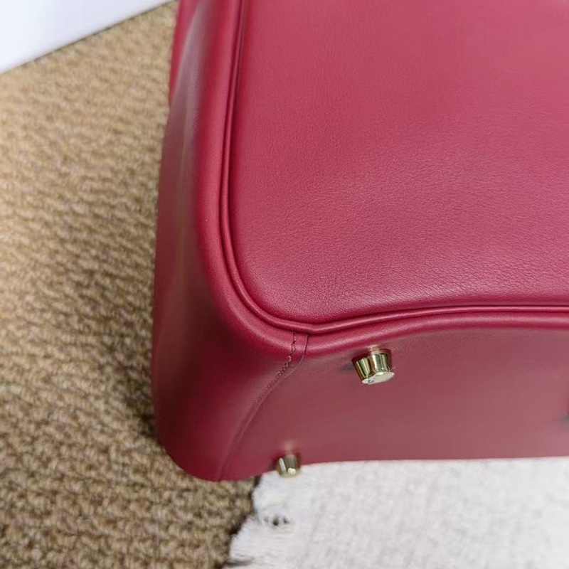 🌈Hermes❤️Lindy 30❤️紅色內拼燈色銀扣🌟99新🌟Swift皮🌟愛馬仕🌟-5
