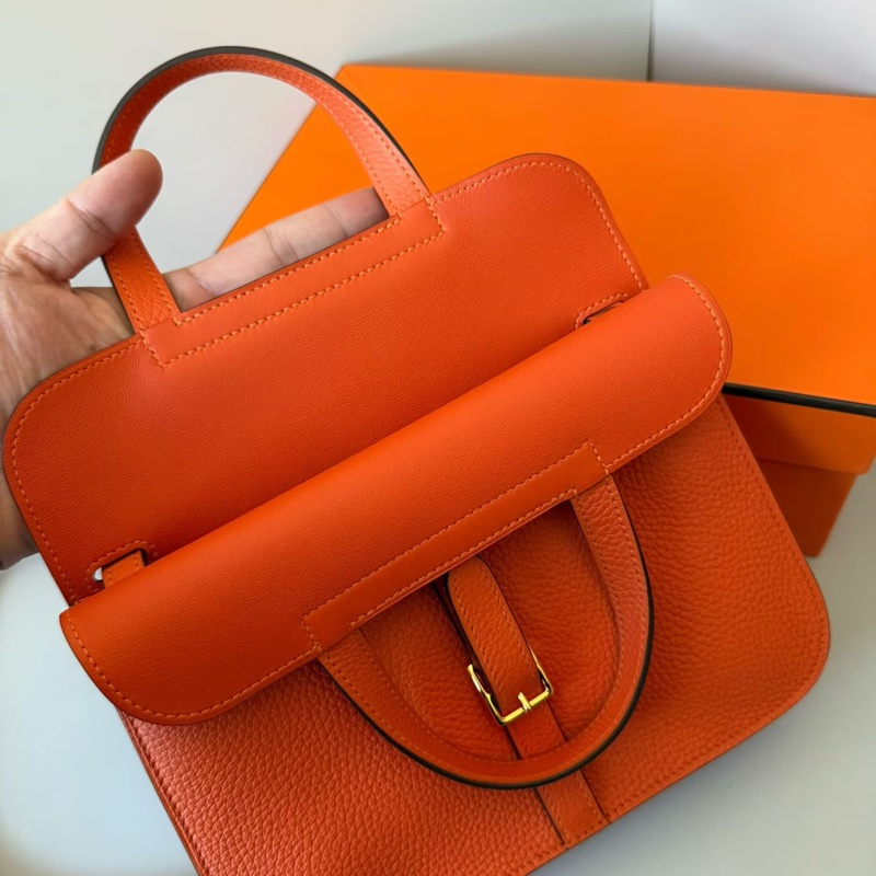 🌈Hermes🧡Halzan 25🧡9J橙色銀扣🌟全新閑置🌟全套有單🌈愛馬仕🌟-1