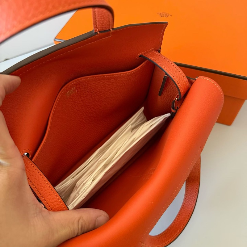 🌈Hermes🧡Halzan 25🧡9J橙色銀扣🌟全新閑置🌟全套有單🌈愛馬仕🌟-2