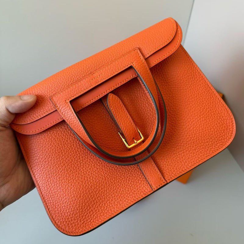 🌈Hermes🧡Halzan 25🧡9J橙色銀扣🌟全新閑置🌟全套有單🌈愛馬仕🌟-5