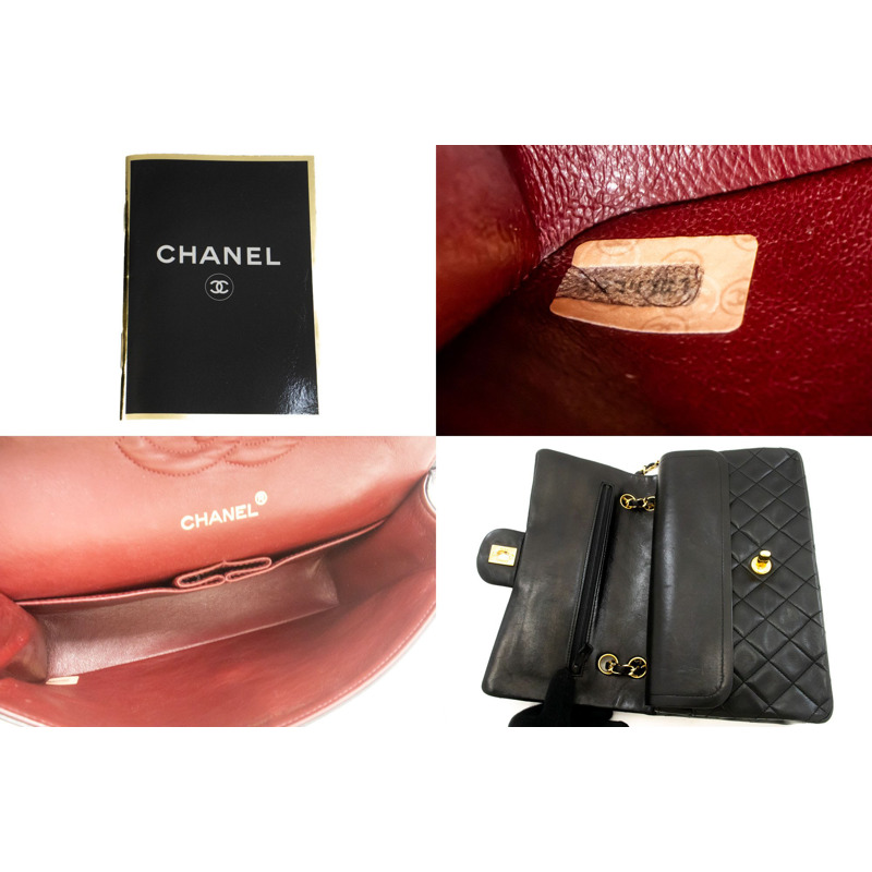 【日本直送】香奈兒經典雙蓋10吋鏈條單肩背包,黑色羊皮-8