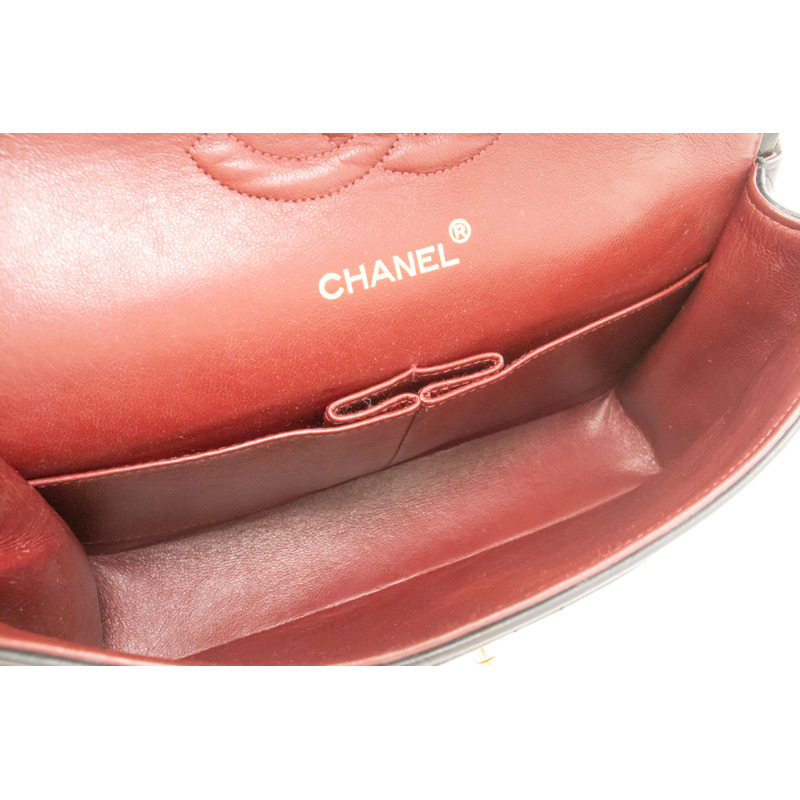 【日本直送】香奈兒經典雙蓋10吋鏈條單肩背包,黑色羊皮-9