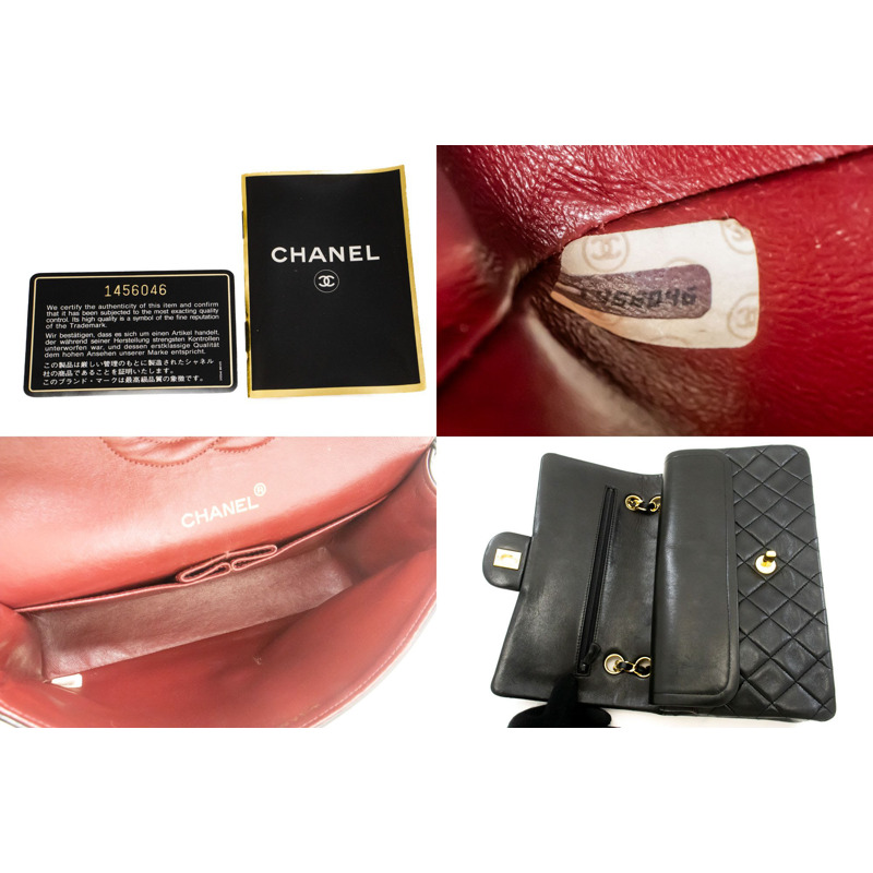 【日本直送】香奈兒經典雙蓋10吋鏈條單肩背包,黑色羊皮-8