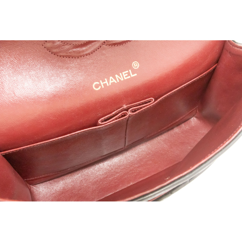 【日本直送】香奈兒經典雙蓋10吋鏈條單肩背包,黑色羊皮-9