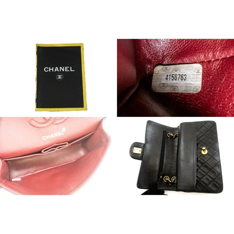 【日本直送】香奈兒經典雙蓋9吋鏈條單肩背包，黑色羊皮-8