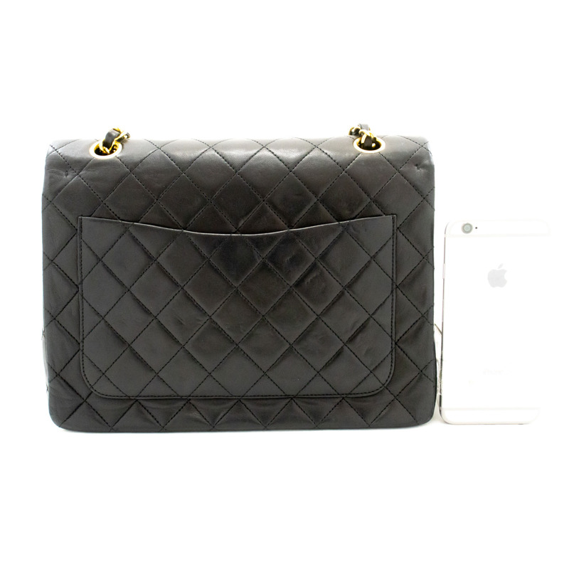 【日本直送】香奈兒經典雙蓋方形鏈條肩背包，黑色羊羔絨-2